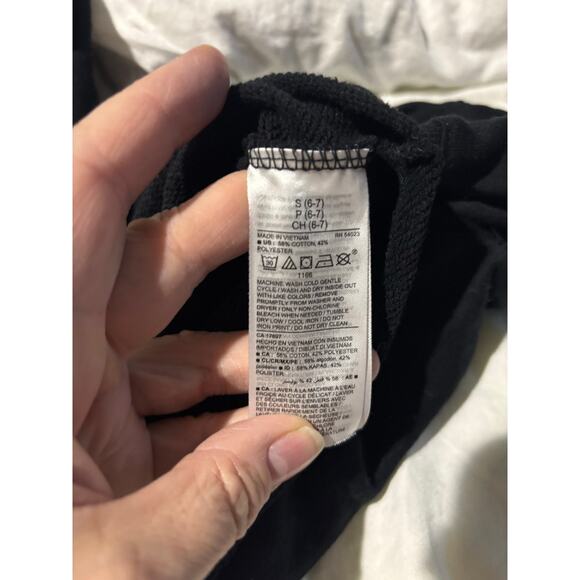 Old Navy black S 6/7 kind vibes hooded black French terry crop sweatshirt nwot - Picture 3 of 5